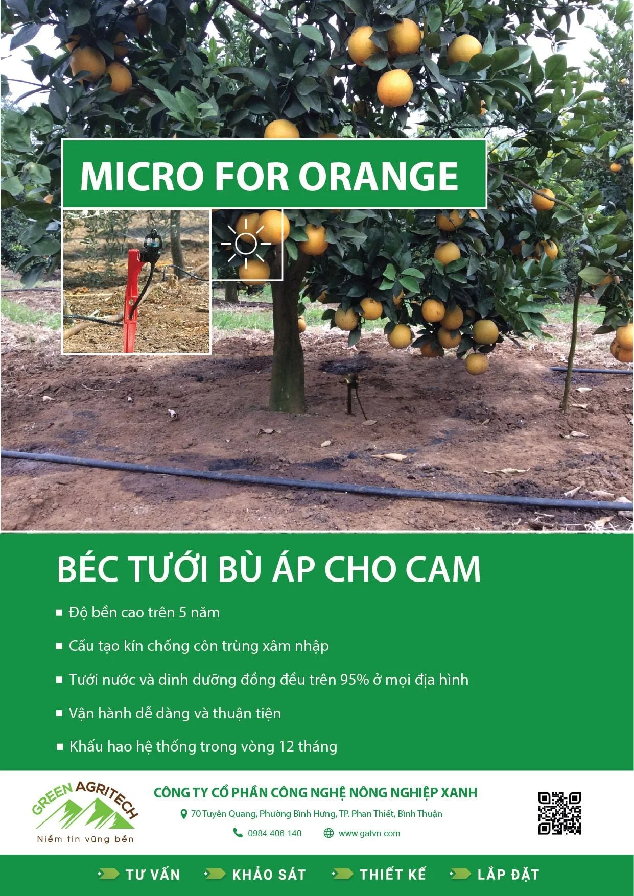 Béc tưới phun mưa bù áp cho Cam