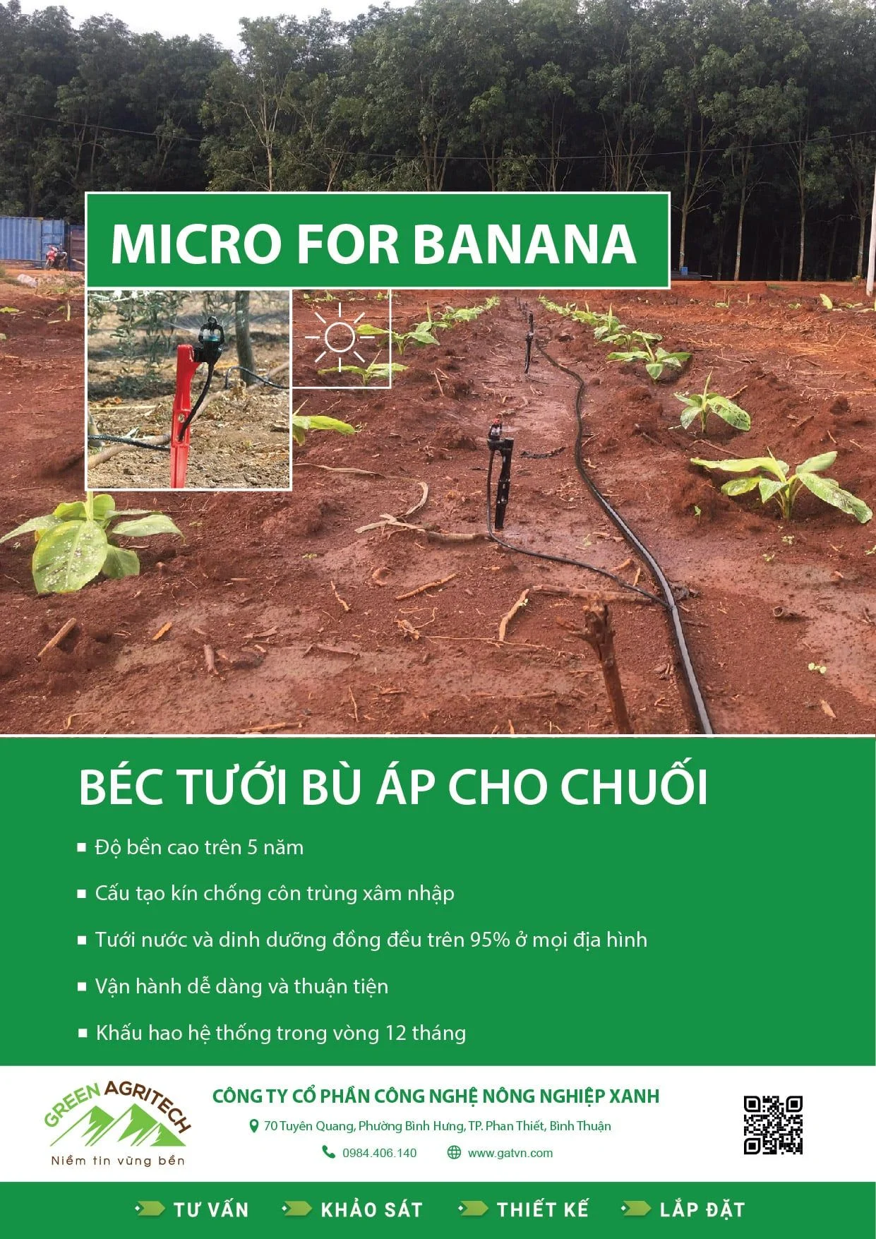 Béc tưới phun mưa bù áp cho Chuối