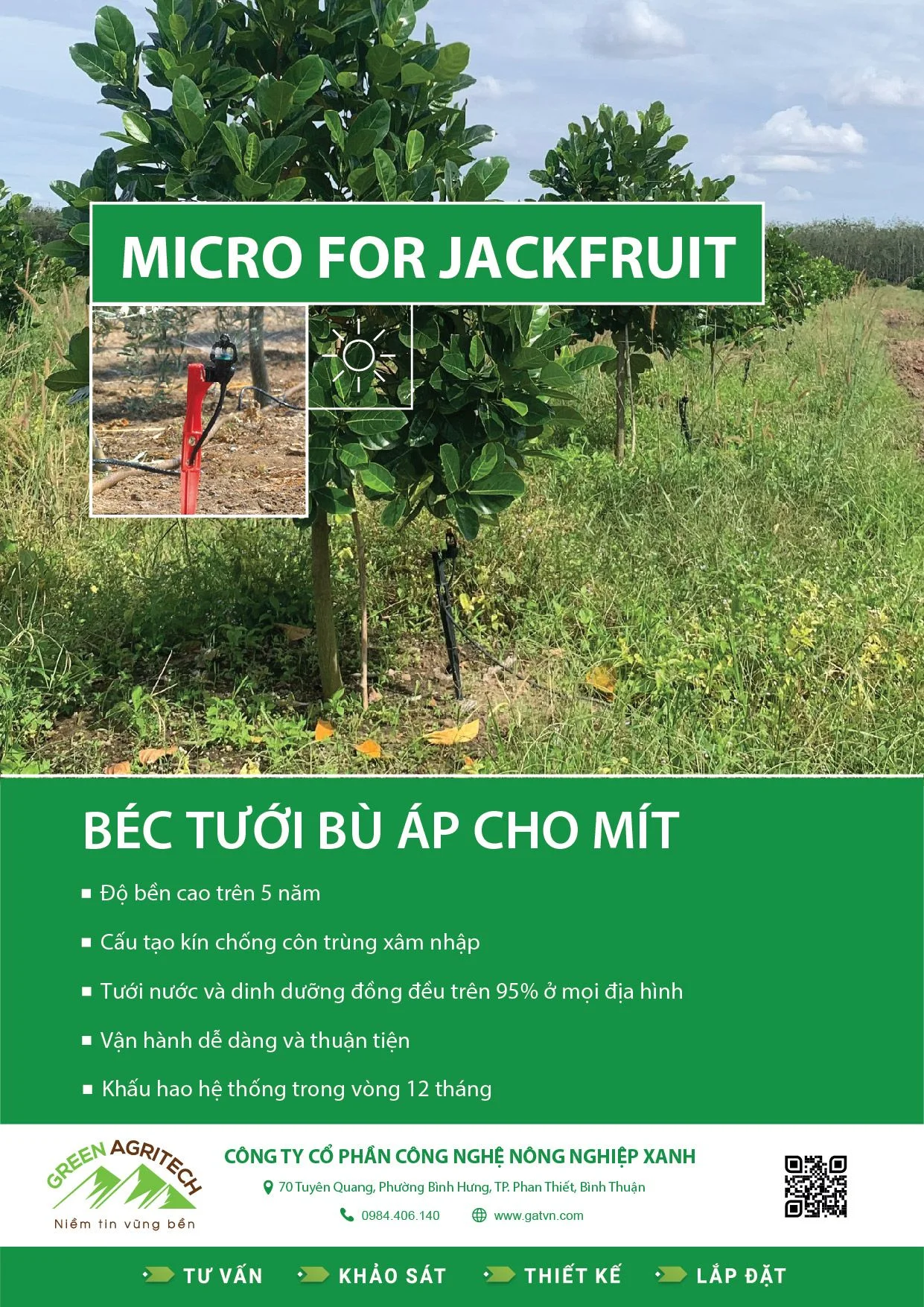 Béc tưới phun mưa bù áp cho Mít