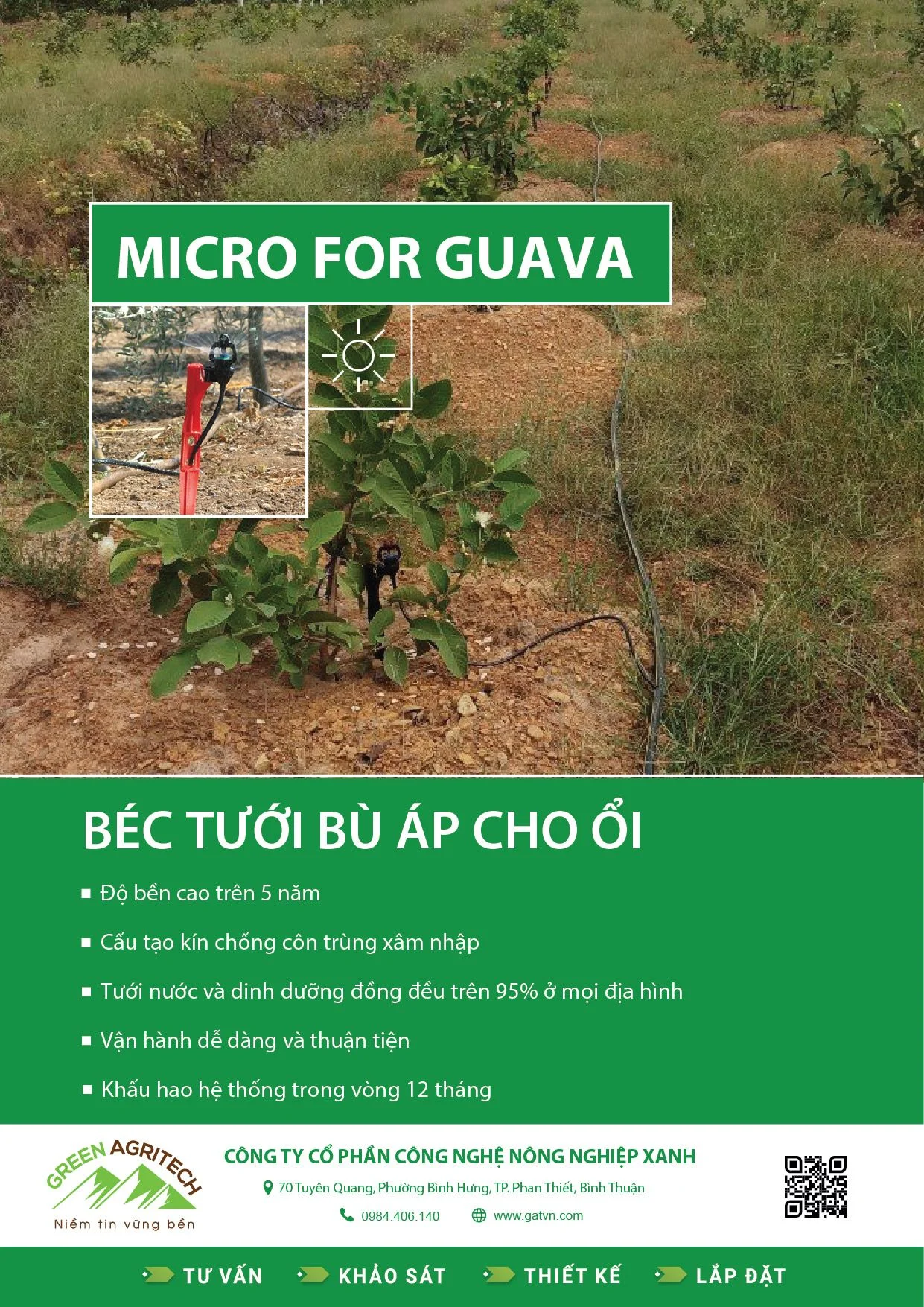 Béc tưới phun mưa bù áp cho Ổi