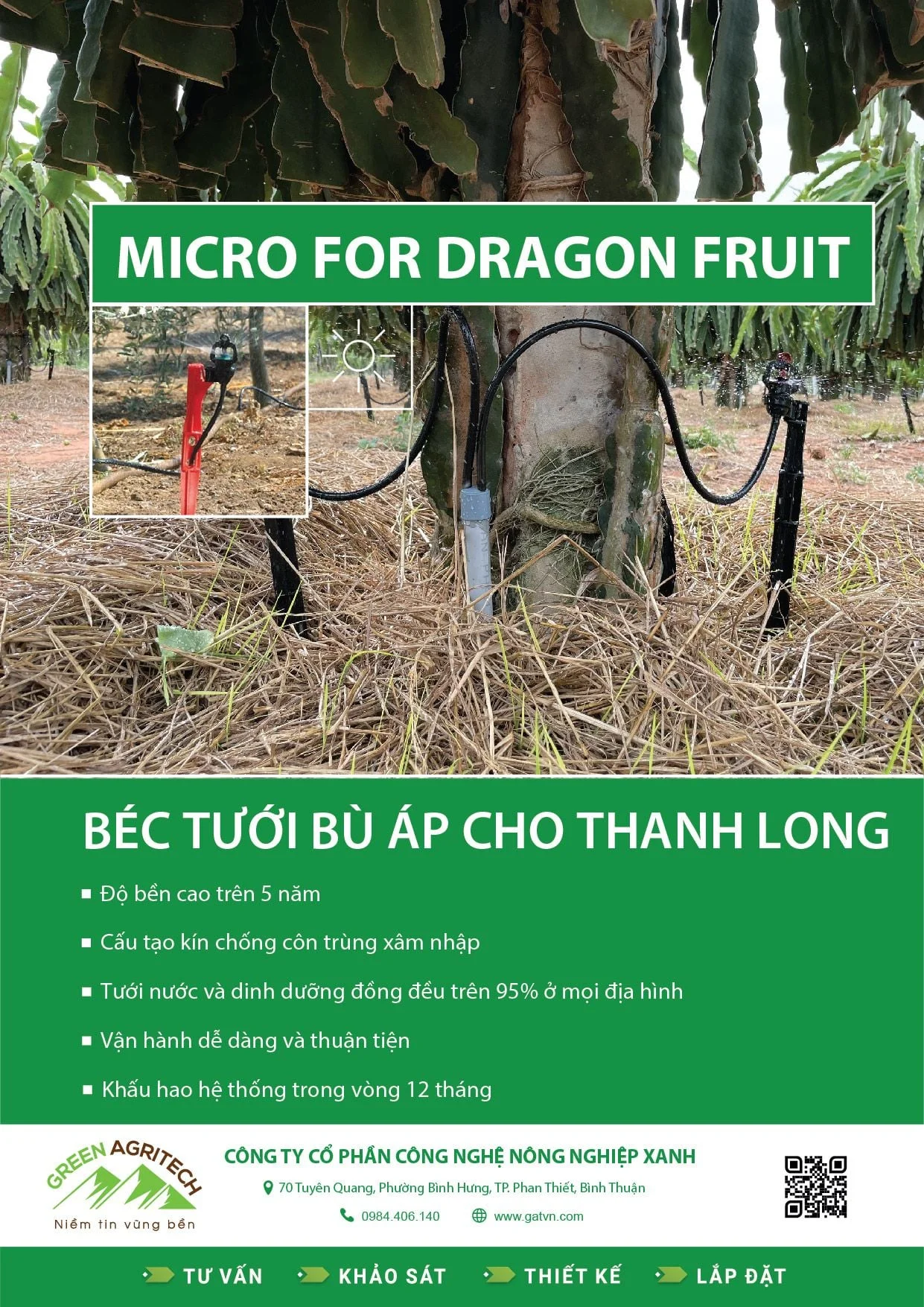 Béc tưới phun mưa bù áp cho Thanh Long