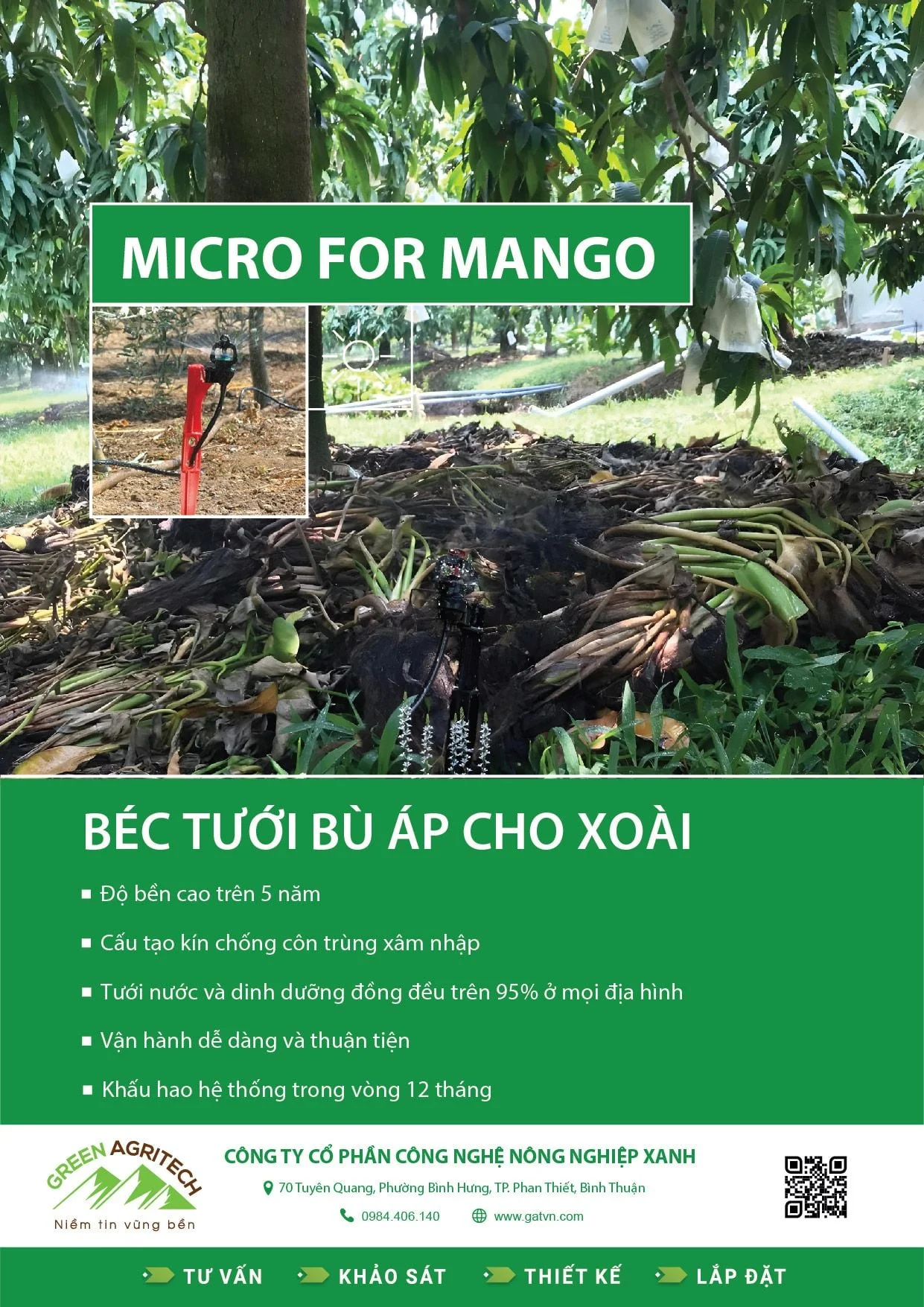 Béc tưới phun mưa bù áp cho Xoài