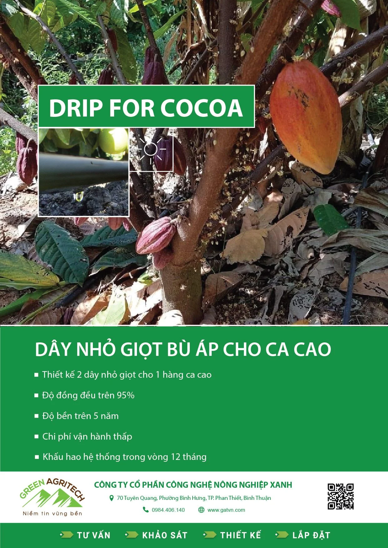 Dây tưới nhỏ giọt cho Ca Cao