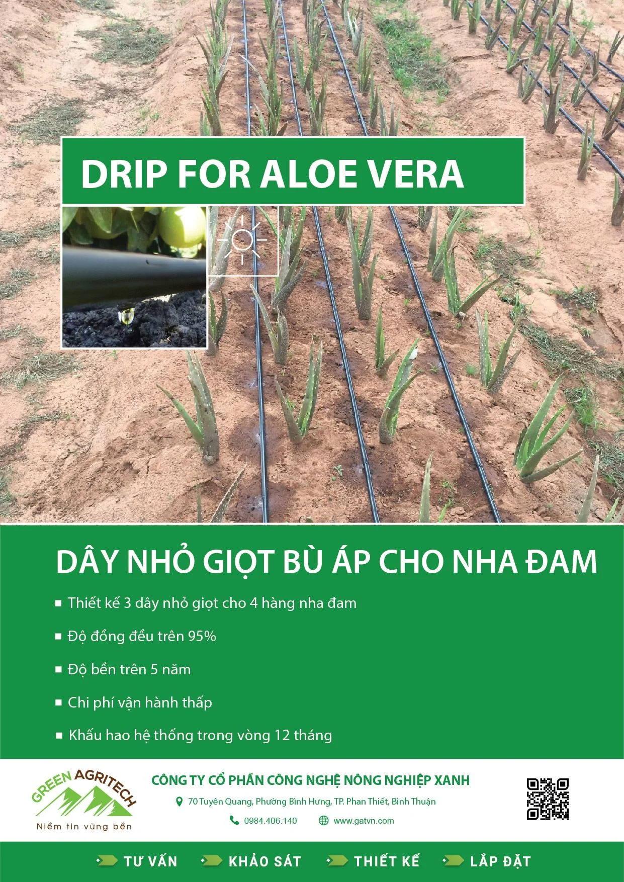 Dây tưới nhỏ giọt cho Nha Đam